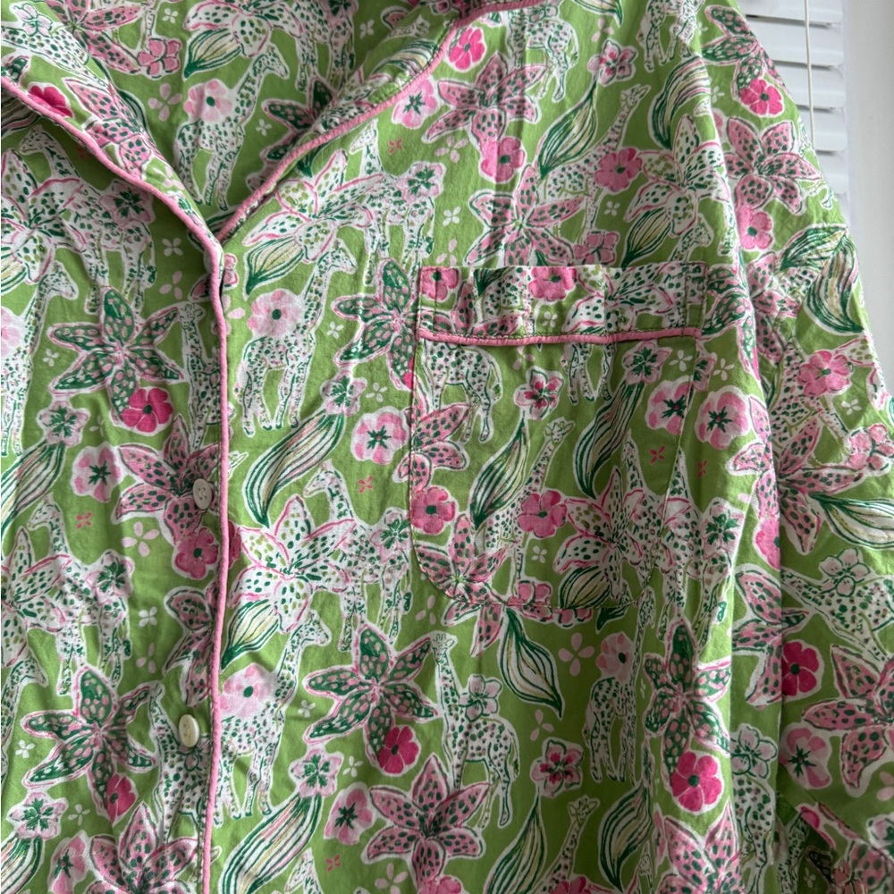 Pink & Green Lily Pulitzer Inspired Oversized Button Up Top SZ 3X